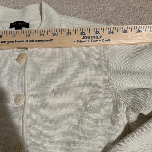 Talbots Woman Petites Cream Button-Up Sweater Cardigan - Picture 7 of 11